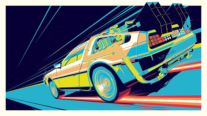 DMC DeLorean, mobil, Kembali ke Masa Depan, tampilan sudut belakang, Wallpaper HD
