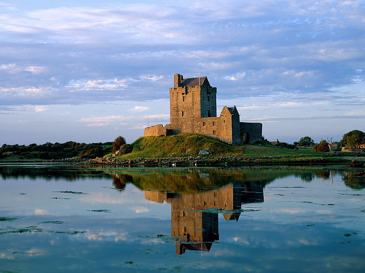 коричневый замок, dunguaire, замок, кинвара, графство клэр, ирландия, HD обои