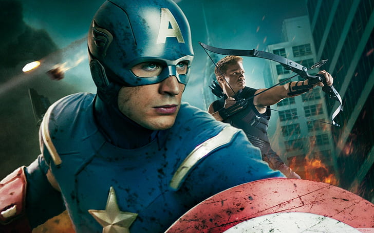 Мстители, Капитан Америка, Соколиный Глаз HD, фильмы, Мстители, Америка, Капитан, Соколиный Глаз, HD обои
