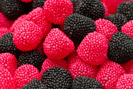 blackberries and raspberries, raspberry, candy, sweets, BlackBerry, marmalade, HD wallpaper HD wallpaper