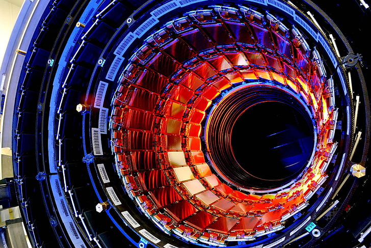 svart och röd jetmotor, Large Hadron Collider, teknik, HD tapet