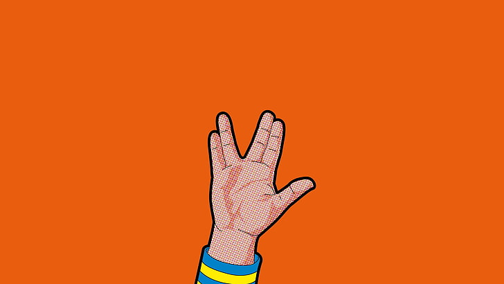 illustrazione del segno della mano, fantascienza, Spock, Star Trek, Live Long And Prosper, Sfondo HD