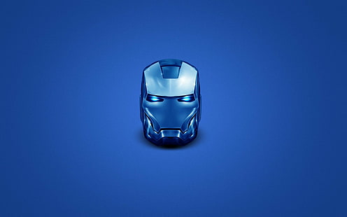 kopf iron man helm superheld blau einfach hintergrund minimalismus marvel comics marvel cinematic universe, HD-Hintergrundbild HD wallpaper