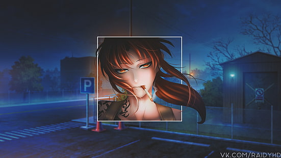 garotas anime, anime, imagem em imagem, Lagoa Negra, Revy, HD papel de parede HD wallpaper