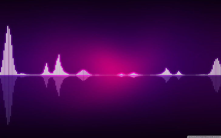 purple equalizer wallpaper, sound wave, simple background, digital art, HD wallpaper