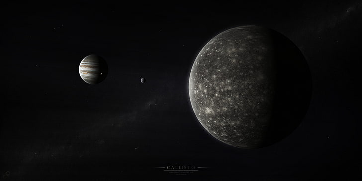 wallpaper dua planet, Jupiter, tata surya, bima sakti, satelit, raksasa gas, Callisto, Wallpaper HD