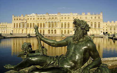 Palace of Versailles, poseidon figurine, HD wallpaper HD wallpaper