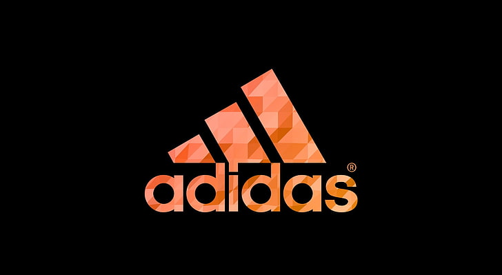 Adidas, Aero, Black, Orange, Design, Logo, Adidas, polygons, HD wallpaper