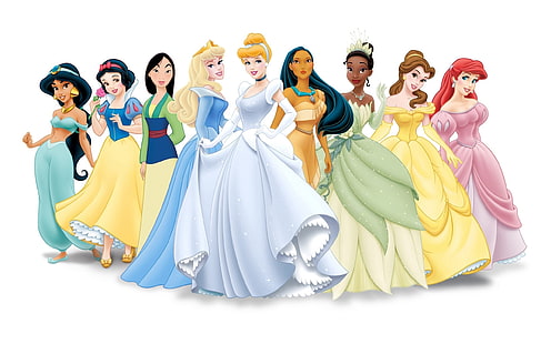 Disney Princesses clip art, figure, characters, disney, Princess, HD wallpaper HD wallpaper