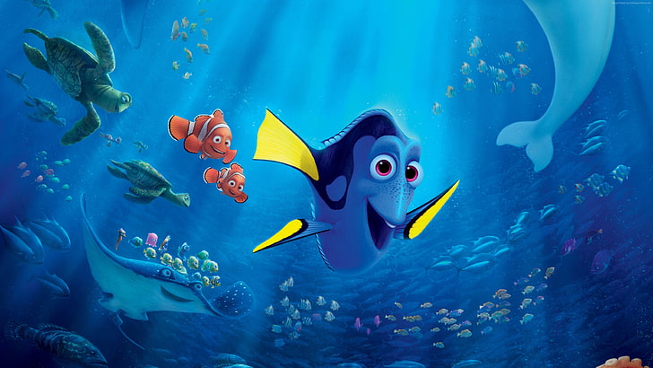 Encontrar a Dory, Pixar, tiburón, nemo, animación, pez, Fondo de pantalla HD
