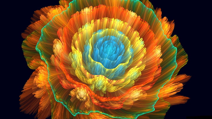 fleurs, abstrait, art numérique, coloré, Fond d'écran HD