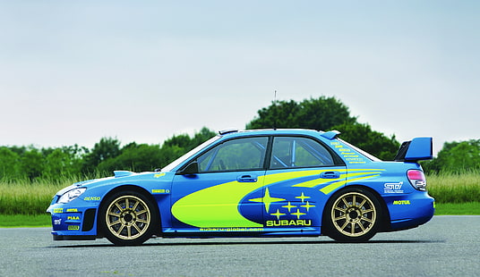 синьо Subaru Impreza WRX седан, Авто, Синьо, Subaru, Impreza, Колело, Машина, wrx, ​​WRC, Рали, Страничен изглед, Оригинал, HD тапет HD wallpaper