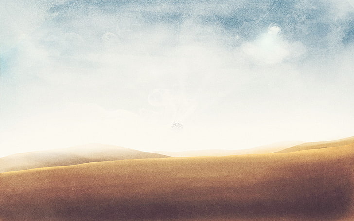 braune hölzerne gerahmte braune Leder gepolsterte Bank, Malerei, Wüste, Sand, HD-Hintergrundbild