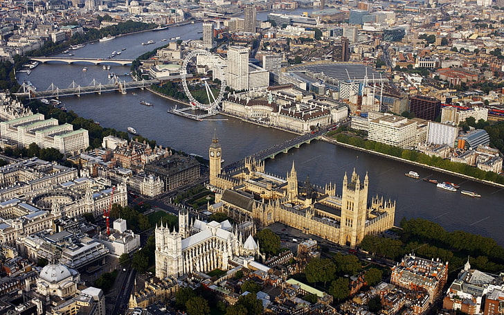 noria blanca, Londres, Big Ben, Reino Unido, Westminster Abbey, ver, Fondo de pantalla HD