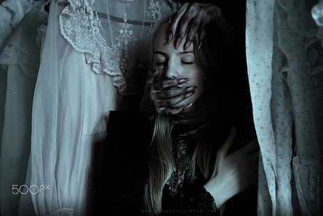 ужас, призрачен, жени, ръце, HD тапет HD wallpaper