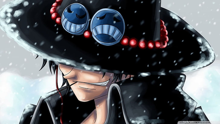 обои персонажа аниме, One Piece, Portgas D. Ace, аниме парни, шляпа, аниме, HD обои