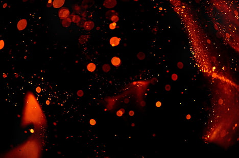 Ilustración abstracta roja y negra, ilustración negra y roja, minimalismo, arte digital, fondo negro, bokeh, rojo, polvo, Fondo de pantalla HD HD wallpaper
