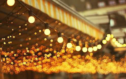 Glühbirnen Lampen Bokeh-City HD Wallpaper, schwarze Schienenlichter, HD-Hintergrundbild HD wallpaper