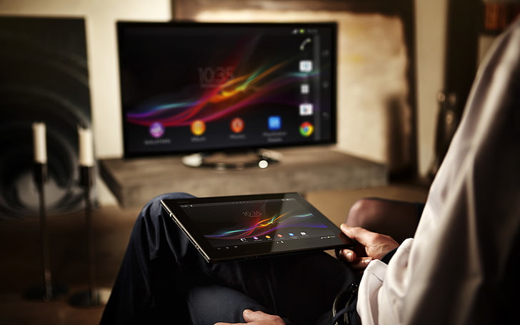 black Android tablet computer, Sony, technology, HD wallpaper