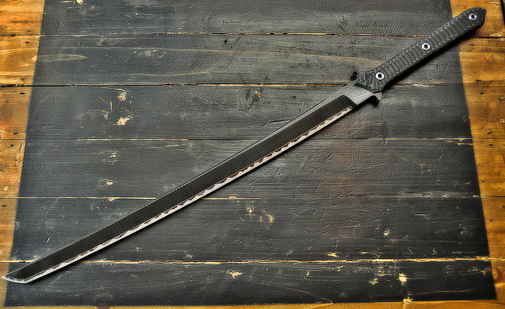 pedang bergagang hitam, senjata, dingin, Katana, Wallpaper HD