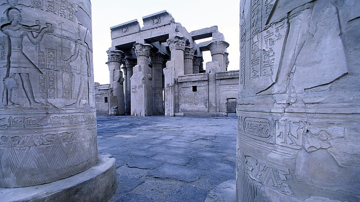 historic site, landmark, monument, ancient history, temple, memorial, history, ruins, sky, tourism, facade, temple of kom ombo, egypt, ancient egypt, kom ombo, aswan, HD wallpaper