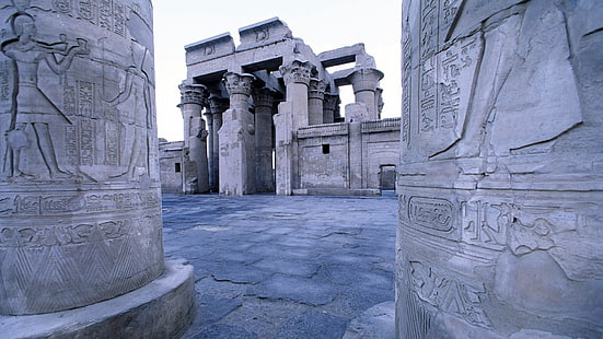 史跡、ランドマーク、記念碑、古代史、寺院、記念碑、歴史、遺跡、空、観光、ファサード、コム・オンボ神殿、エジプト、古代エジプト、コム・オンボ、アスワン、 HDデスクトップの壁紙 HD wallpaper