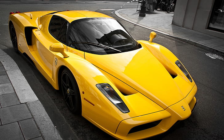 Luksusowy żółty supersamochód Ferrari Enzo, Ferrari, Luxury, Yellow, Supercar, Tapety HD