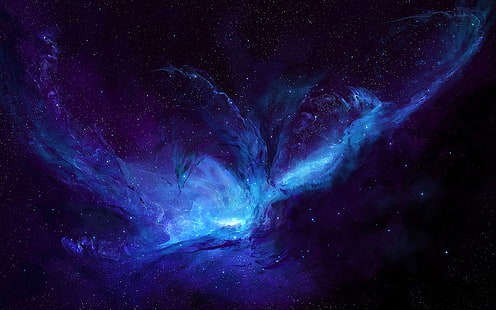 galassia via lattea blu, spazio, stelle, arte spaziale, JoeyJazz, Sfondo HD HD wallpaper