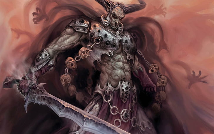 Dark Lord, monster warrior  illustration, demon, lord, hell, dark, 3d and abstract, HD wallpaper