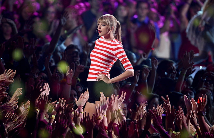 Taylor Swift, Waldo, Taylor Swift, konser, penyanyi, wanita, selebriti, bernyanyi, kuncir kuda, tangan di pinggul, Wallpaper HD