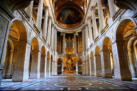 pilar marmer putih, Perancis, arsitektur, kolom, Versailles, tubuh, kapel The Royal, Wallpaper HD HD wallpaper