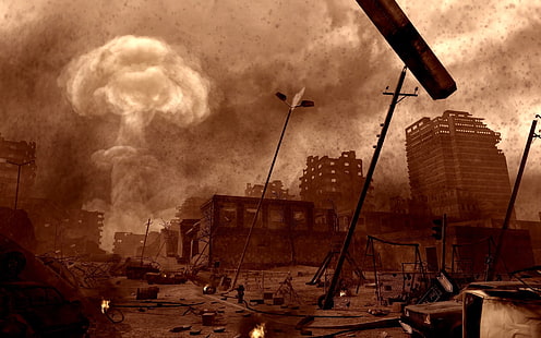 نداء الواجب الحرب الحديثة نهاية العالم الانفجارات النووية cod4 القنبلة الذرية 1680x1050 العمارة الحديثة عالية الدقة الفن ، نهاية العالم ، نداء الواجب Modern Warfare، خلفية HD HD wallpaper