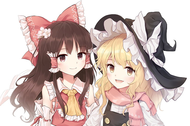 Anime, Touhou, Marisa Kirisame, Reimu Hakurei, HD wallpaper