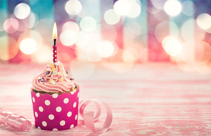 bougies, gâteau, joyeux anniversaire, cupcake, célébration, décoration, bougie, anniversaire, Fond d'écran HD