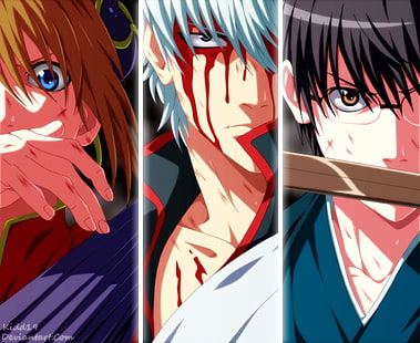 Anime, Gintama, Gintoki Sakata, Kagura (Gintama), Shimura Shinpachi, HD wallpaper HD wallpaper