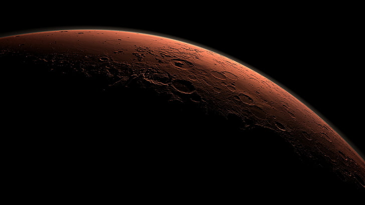 space, planet, Mars, crater, HD wallpaper