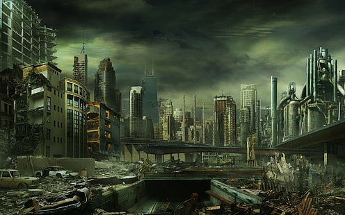 apokaliptik, karya seni, Dystopian, Futuristik, Wallpaper HD HD wallpaper