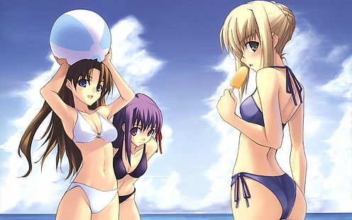 Serie Fate, Fate / Stay Night, Rin Tohsaka, Sabre (Serie Fate), Sakura Matou, Sfondo HD HD wallpaper