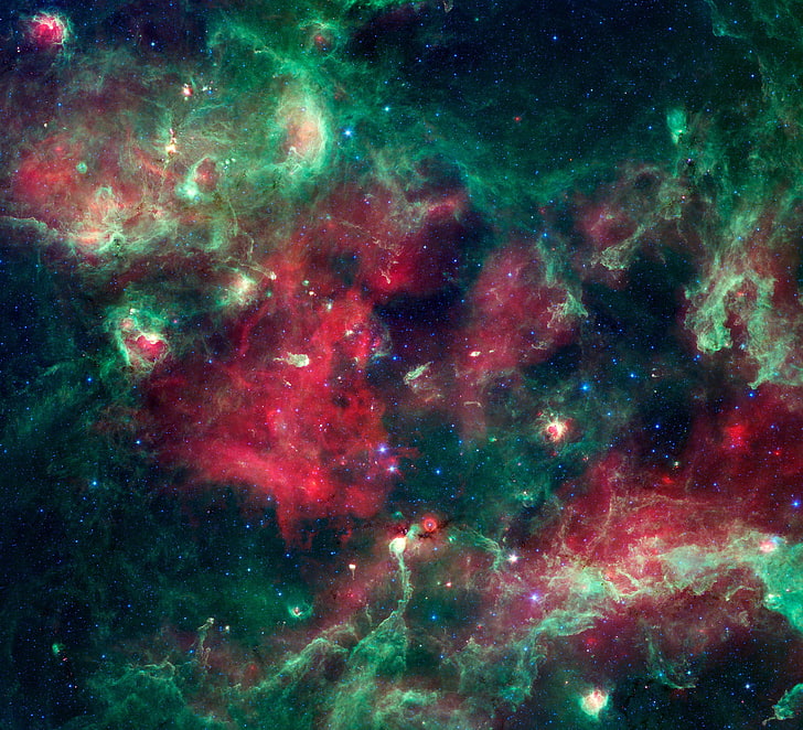 赤と緑の星雲の壁紙、星、白鳥、天の川、銀河、星座、蓄積、星の形成、 HDデスクトップの壁紙