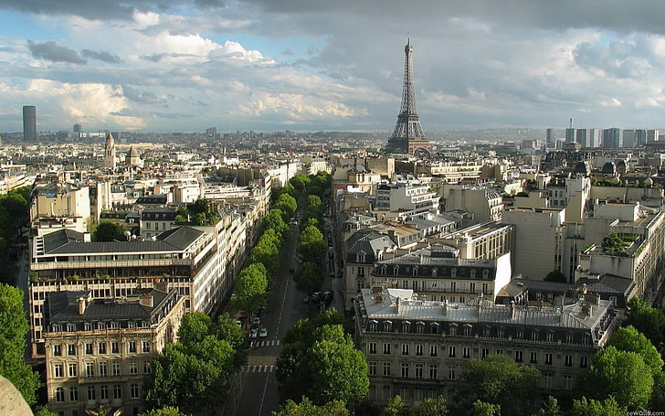 photographie aérienne de Paris France, bâtiment, Paris, France, Tour Eiffel, Fond d'écran HD
