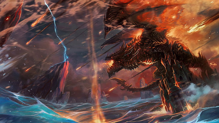 dragón, World of Warcraft, World of Warcraft: Cataclysm, videojuegos, arte de fantasía, Fondo de pantalla HD