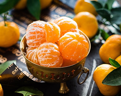 Mandarin Oranges Fruits, Food and Drink, Orange, Fruits, Fresh, Sweet, Bowl, Tangerine, Food, citrus, mandarine, readytoeat, mandarins, HD wallpaper HD wallpaper