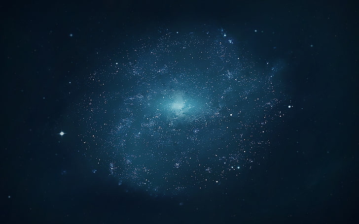ดาวสีขาวนามธรรมอวกาศสีน้ำเงินกาแล็กซี่ศิลปะอวกาศศิลปะดิจิตอล, วอลล์เปเปอร์ HD