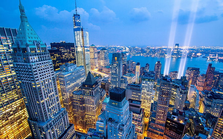 New York Night Skyline-Cities desktop wallpaper, city skyline, HD wallpaper