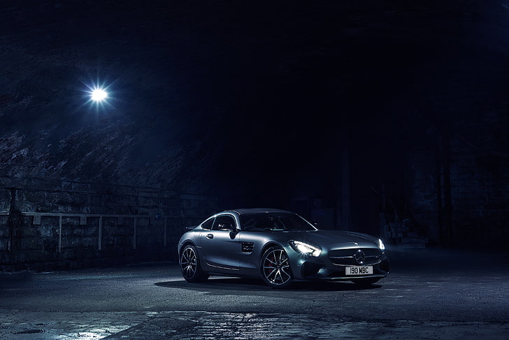 black coupe, Mercedes, AMG, UK-spec, 2015, Edition 1, GT S, C190, HD wallpaper