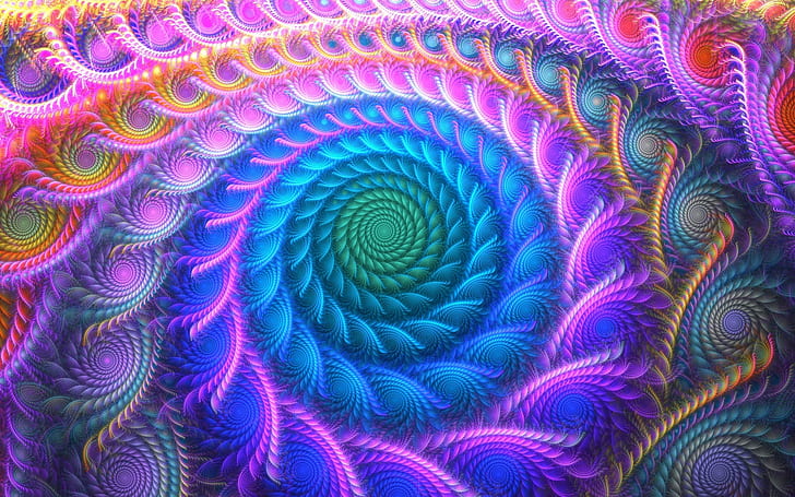 psychedelic, penuh warna, abstrak, fraktal, Wallpaper HD