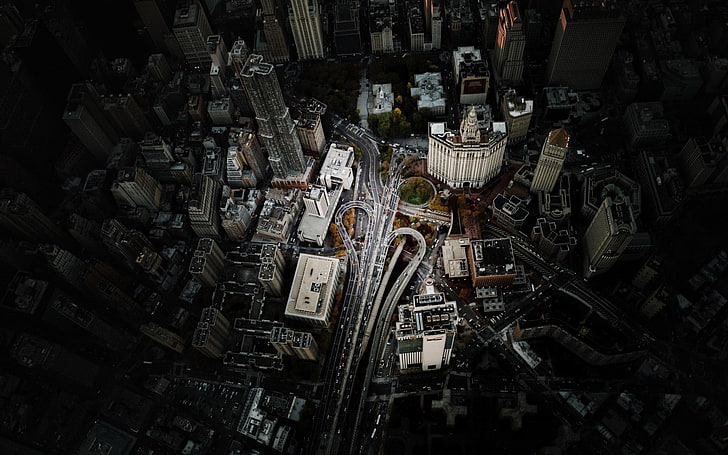 высотное здание, Манхэттен, Нью-Йорк, вид с воздуха, городской пейзаж, США, HD обои