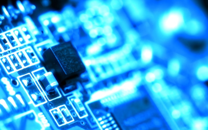 circuito nero, tecnologia, microchip, blu, circuiti, PCB, Sfondo HD