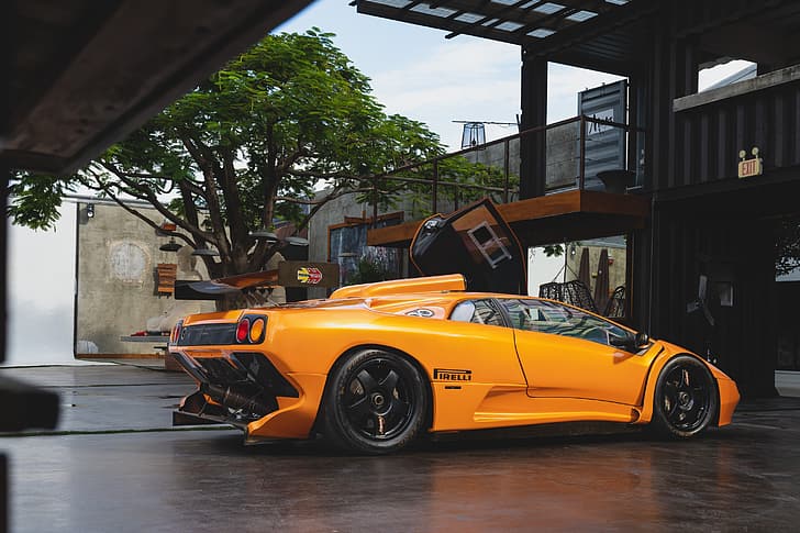 orange, Lamborghini, supercar, Diablo, Lamborghini Diablo GT2, HD wallpaper