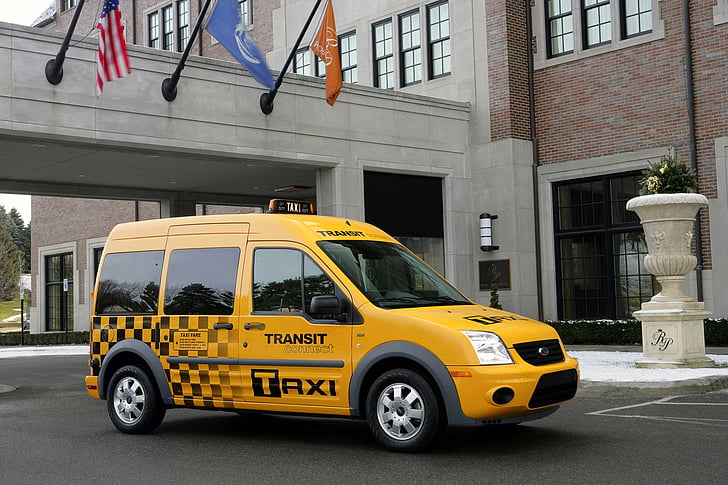 Ford, Ford Transit Connect, Taxi, Van, Yellow Car, HD wallpaper